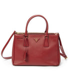 Prada Large Double Zip Galleria Tote Red Saffiano Leather