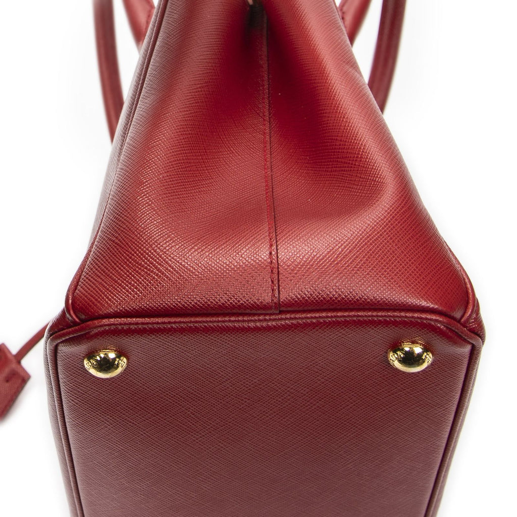 Prada Large Double Zip Galleria Tote Red Saffiano Leather — view 8