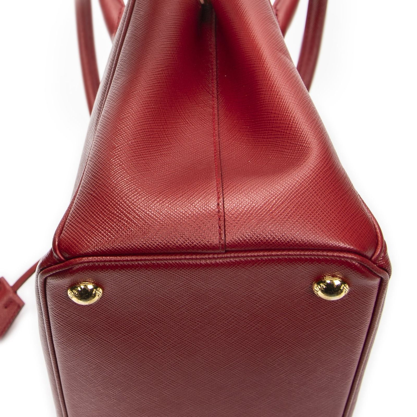 Prada Large Double Zip Galleria Tote Red Saffiano Leather — view 8