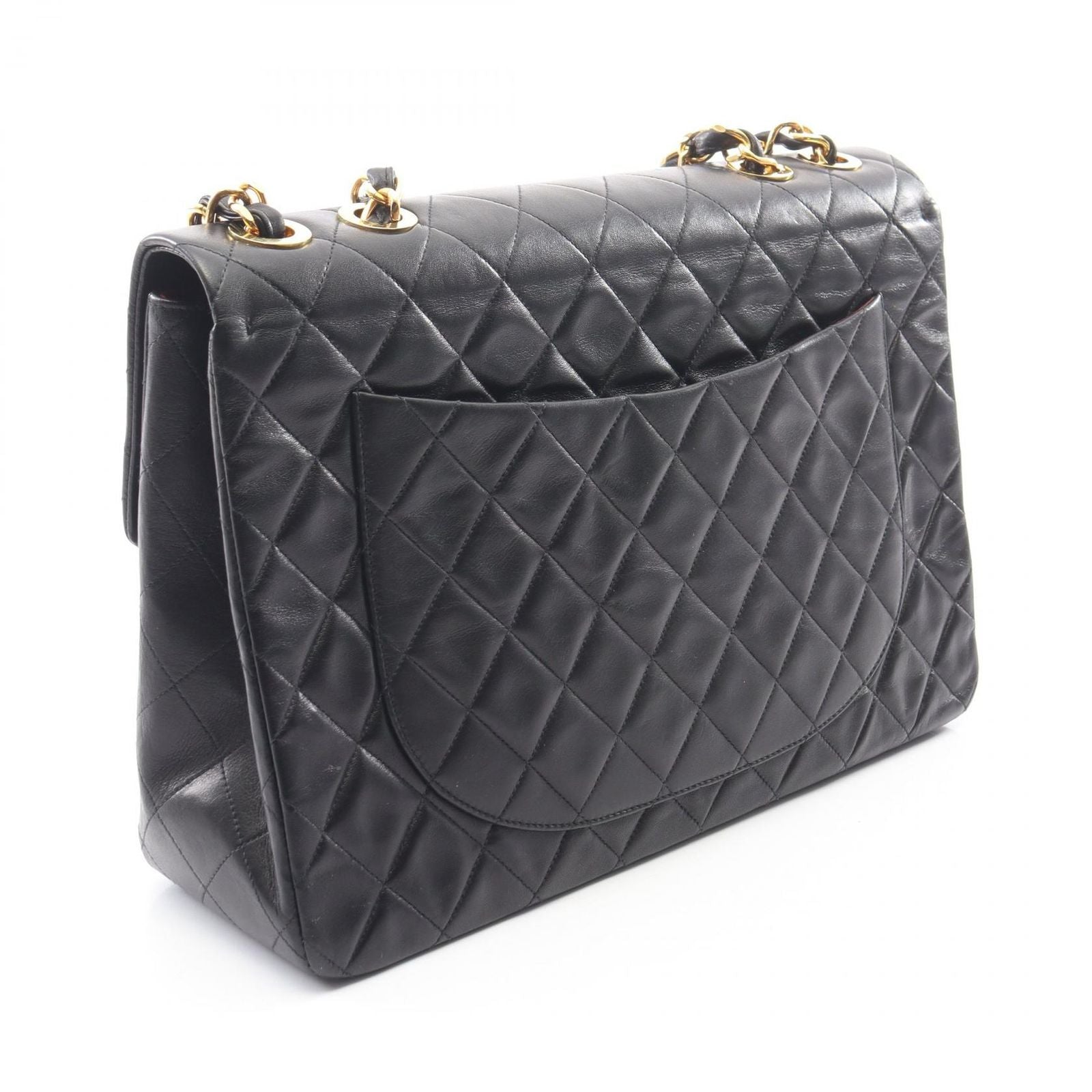 Chanel Shoulder Bag Maxi Quilted 34 Black Lambskin Chain — view 2