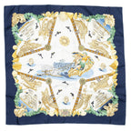 Hermes Scarf Blue Ivory Beige Silk — view 2