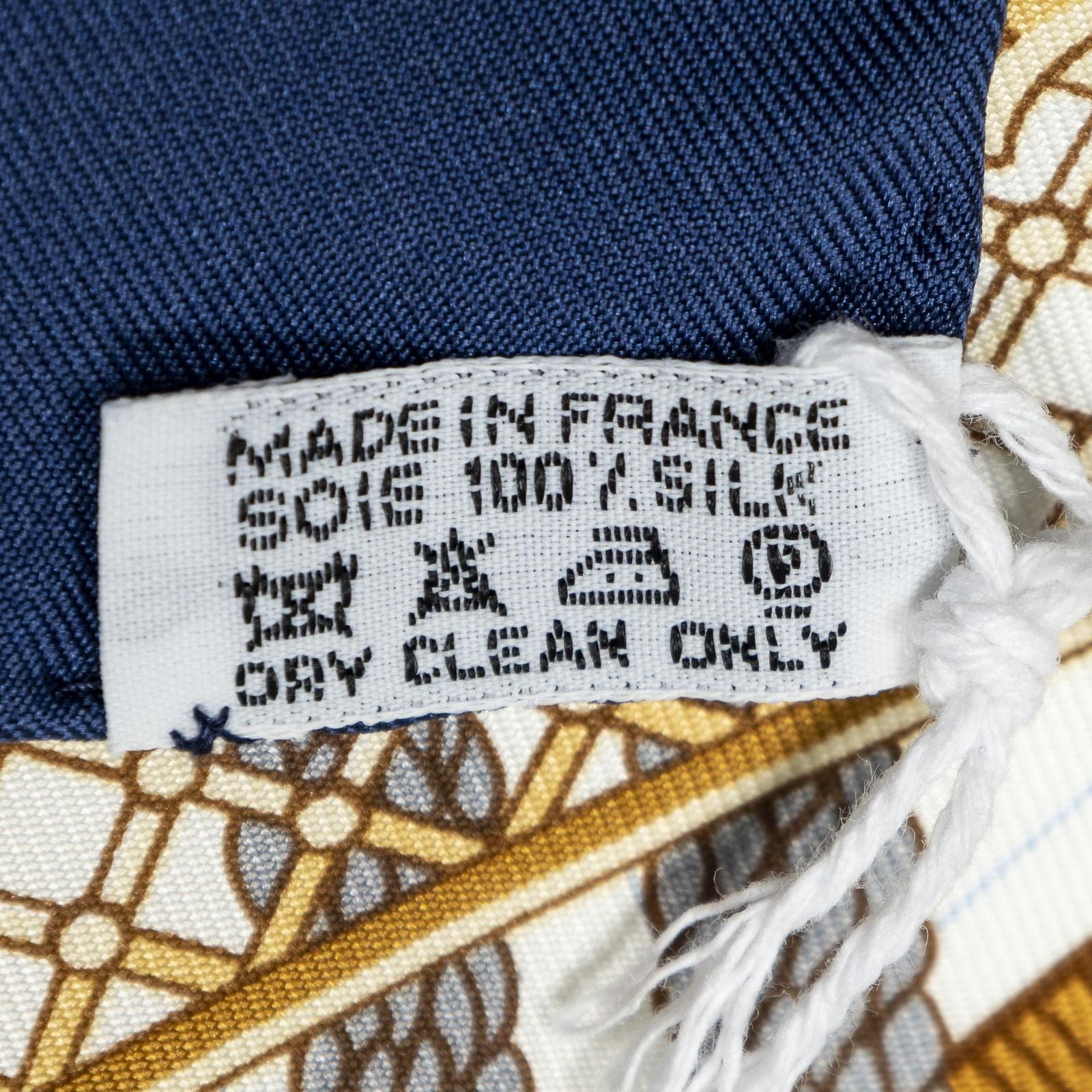 Hermes Scarf Blue Ivory Beige Silk — view 5