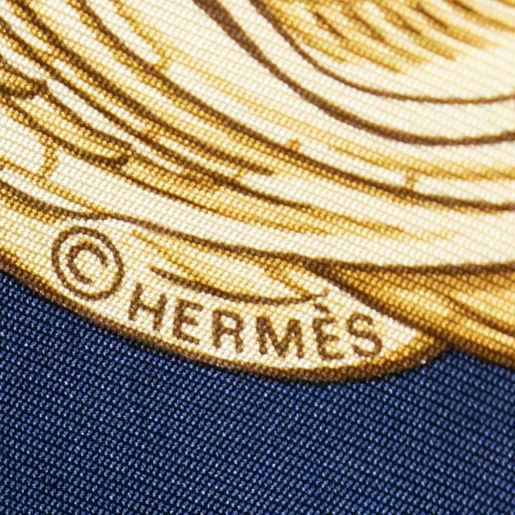 Hermes Scarf Blue Ivory Beige Silk — view 4