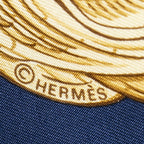 Hermes Scarf Blue Ivory Beige Silk — view 4