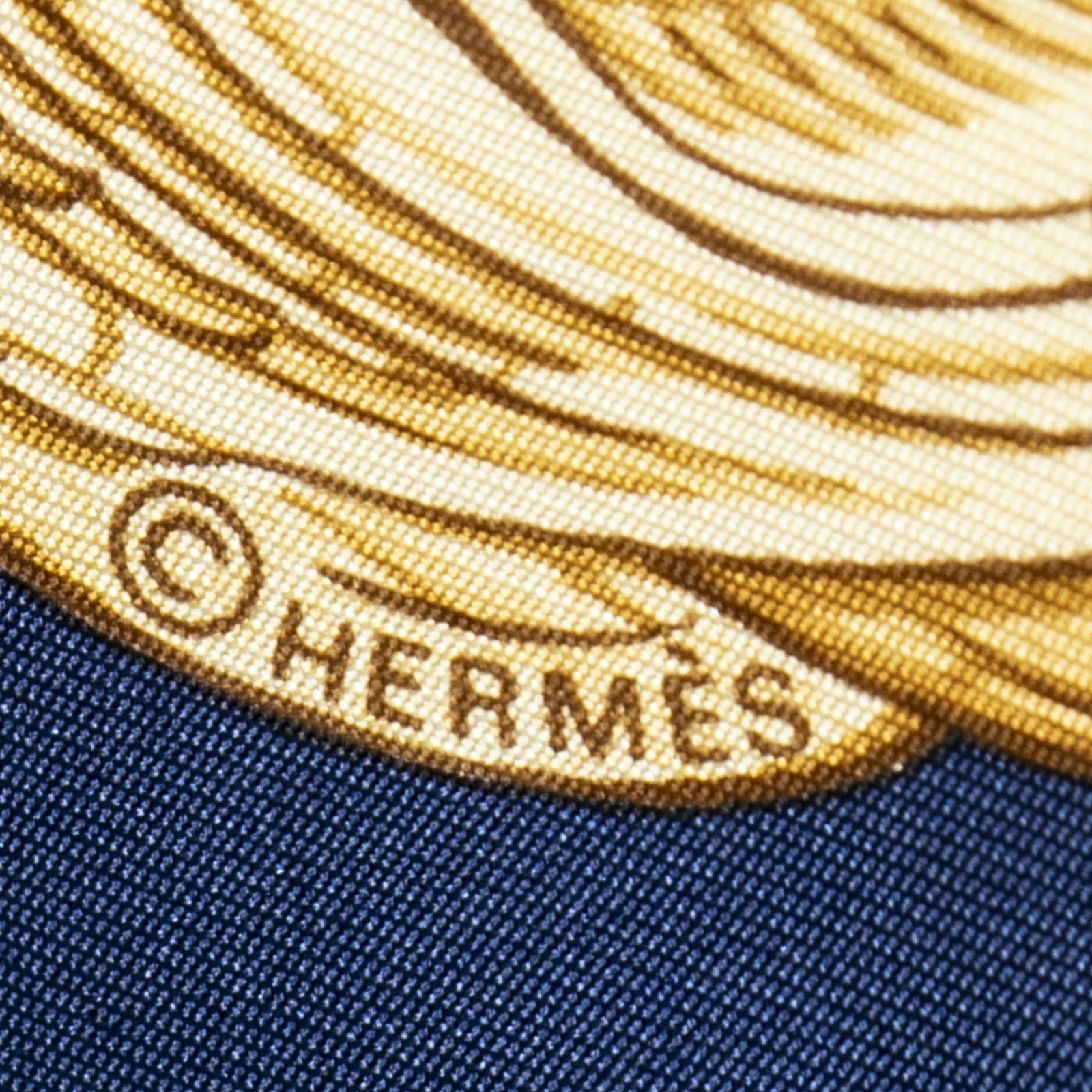 Hermes Scarf Blue Ivory Beige Silk — view 4