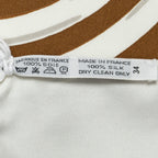Hermes Scarf White Brown 100% Gold Twill Silk — view 5