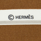 Hermes Scarf White Brown 100% Gold Twill Silk — view 4