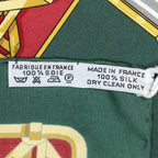 Hermes Scarf Green Red 100% Gold Twill Silk — view 5