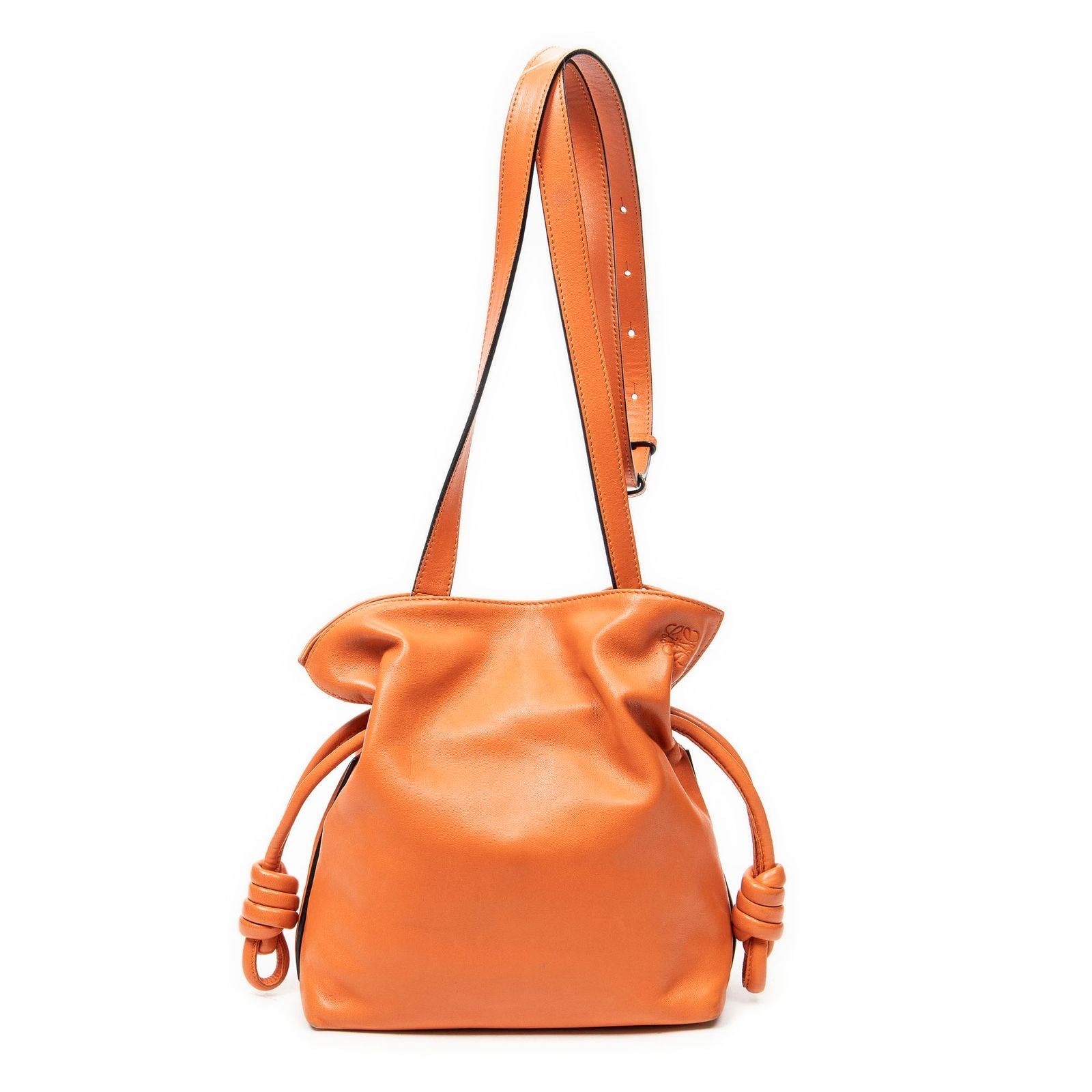Loewe Flamenco Knot Orange Smooth Leather Shoulder