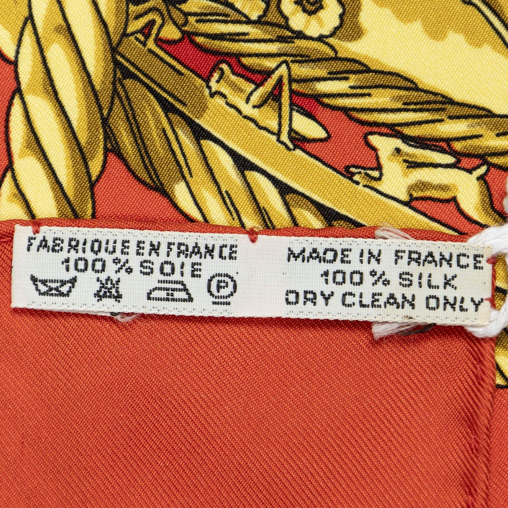 Hermes Scarf Red Gold Silk