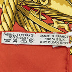 Hermes Scarf Red Gold Silk