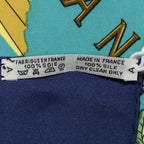 Hermes Scarf Navy Teal 100% Gold Twill Silk — view 5