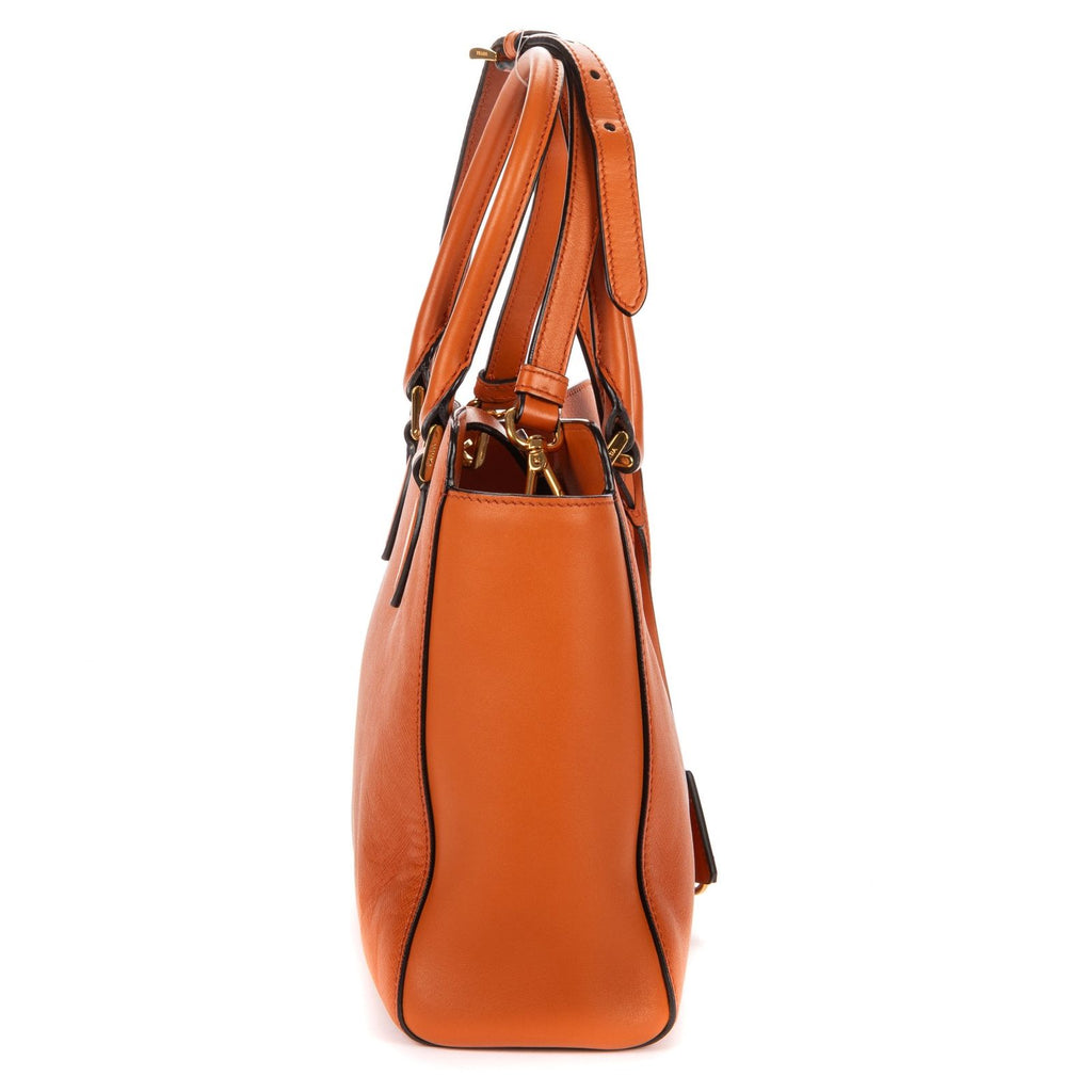 Prada Convertible Sound Lock Satchel Orange Saffiano Leather — view 4
