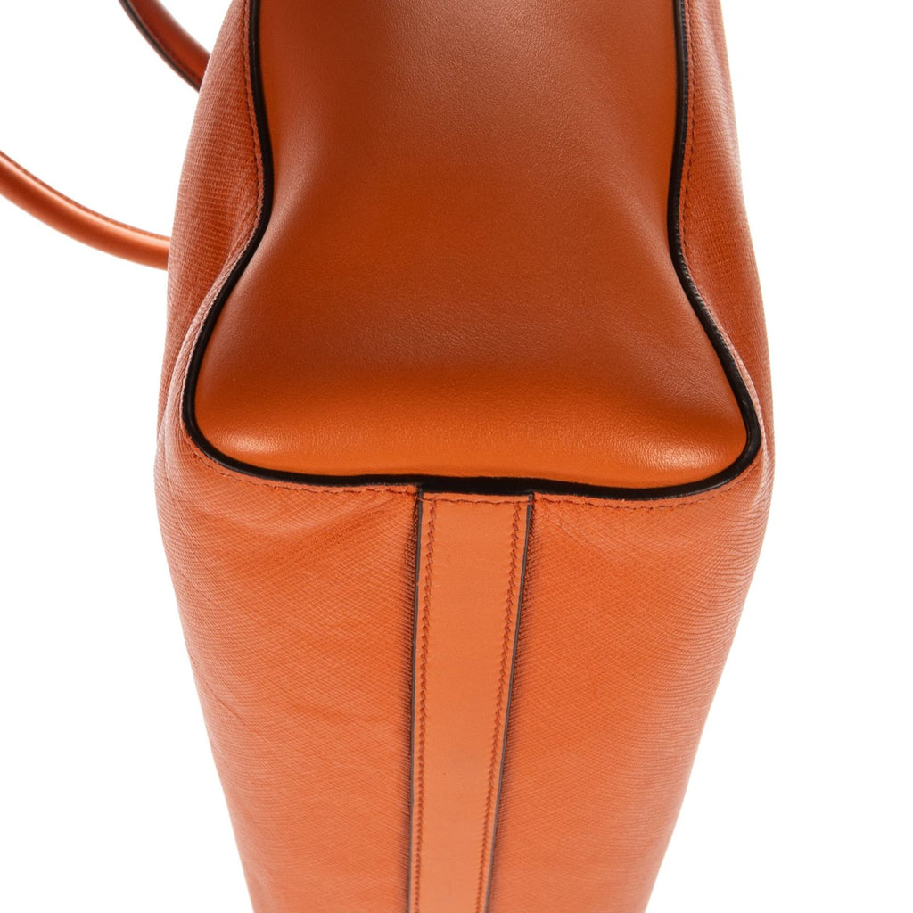 Prada Convertible Sound Lock Satchel Orange Saffiano Leather — view 8
