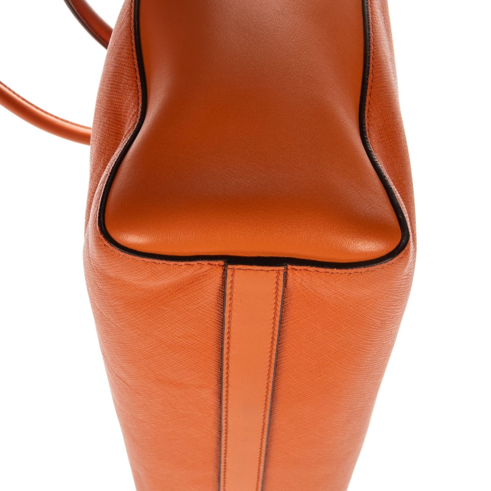 Prada Convertible Sound Lock Satchel Orange Saffiano Leather — view 8