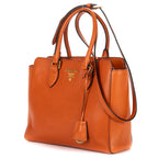 Prada Convertible Sound Lock Satchel Orange Saffiano Leather — view 2