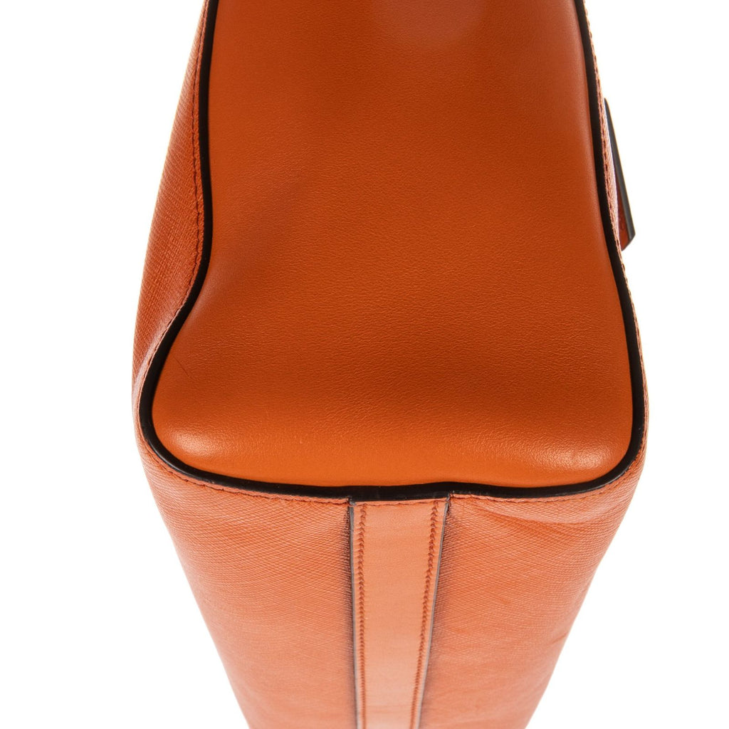 Prada Convertible Sound Lock Satchel Orange Saffiano Leather — view 7