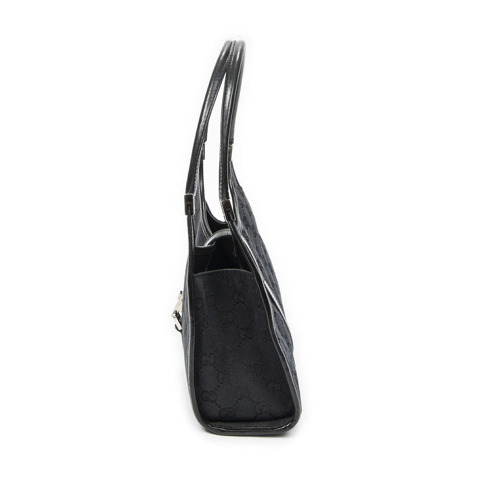 Gucci Small Bamboo Tote Black GG Canvas — view 3