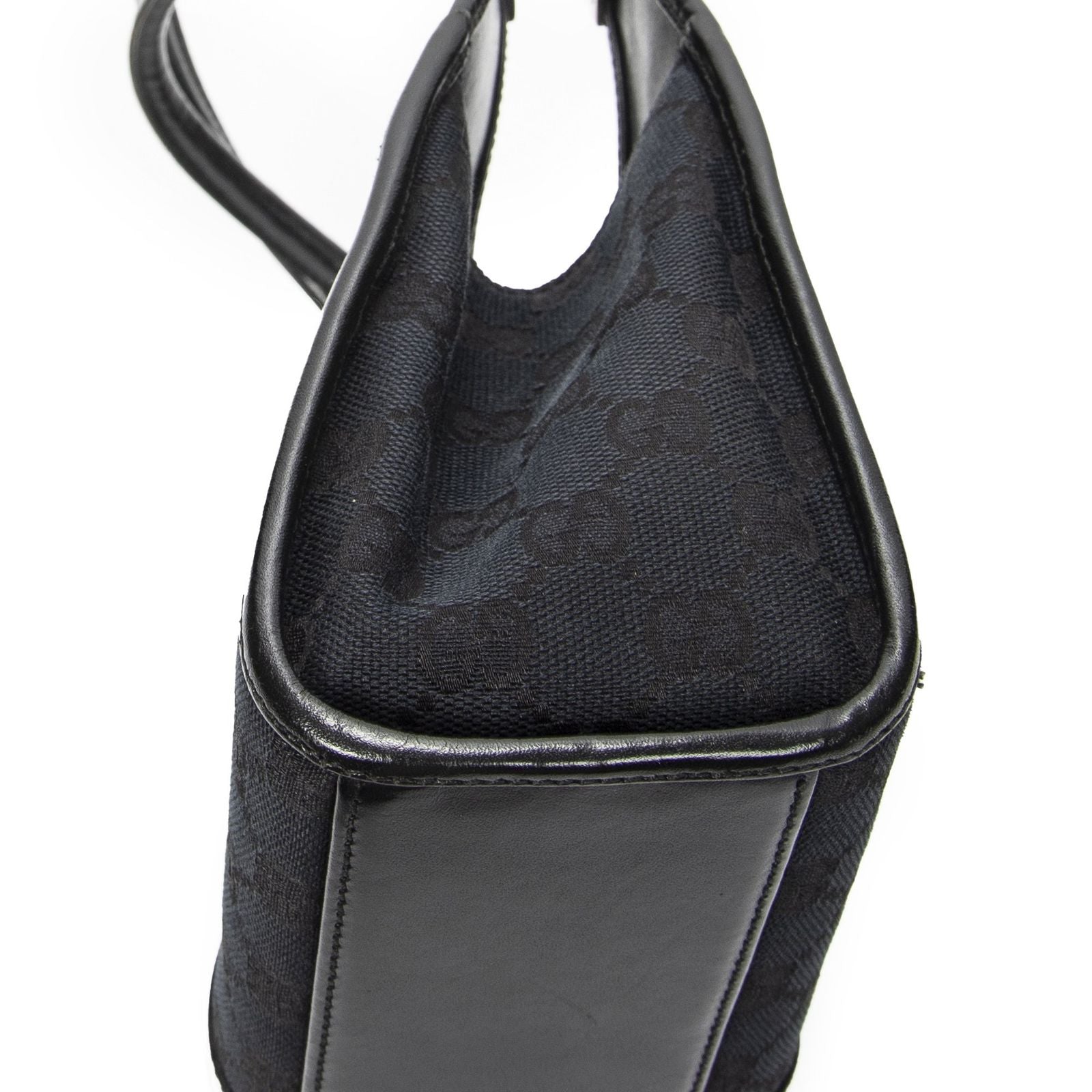 Gucci Small Bamboo Tote Black GG Canvas — view 7