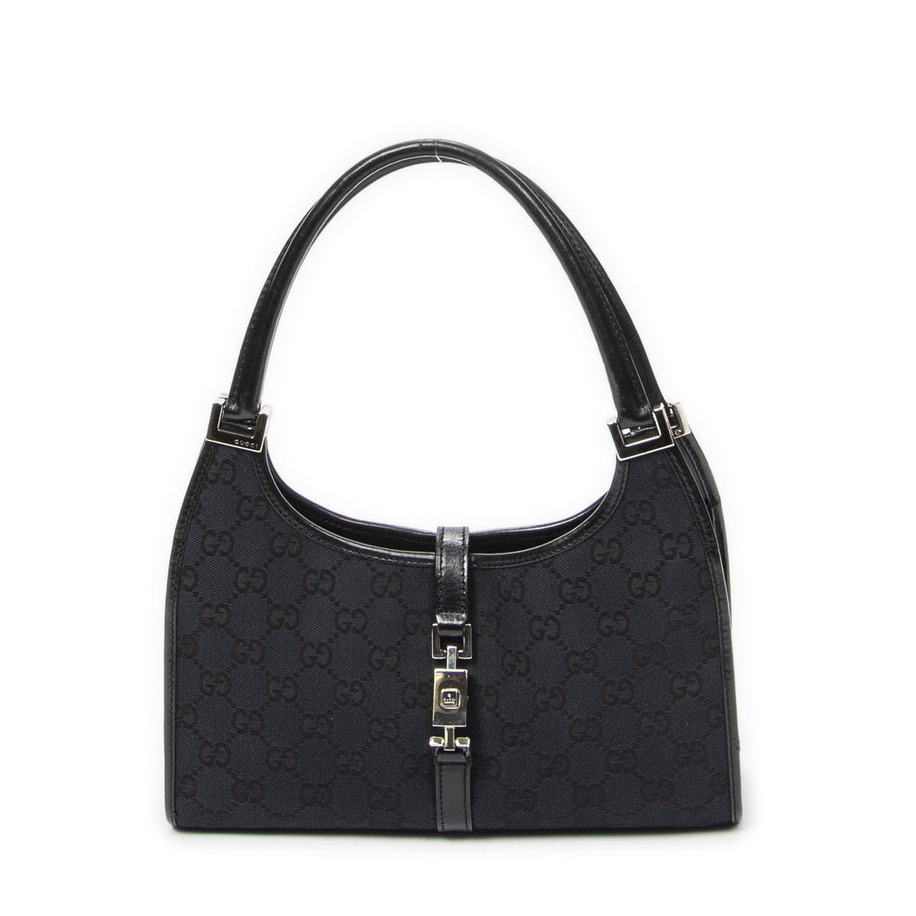 Gucci Small Bamboo Tote Black GG Canvas