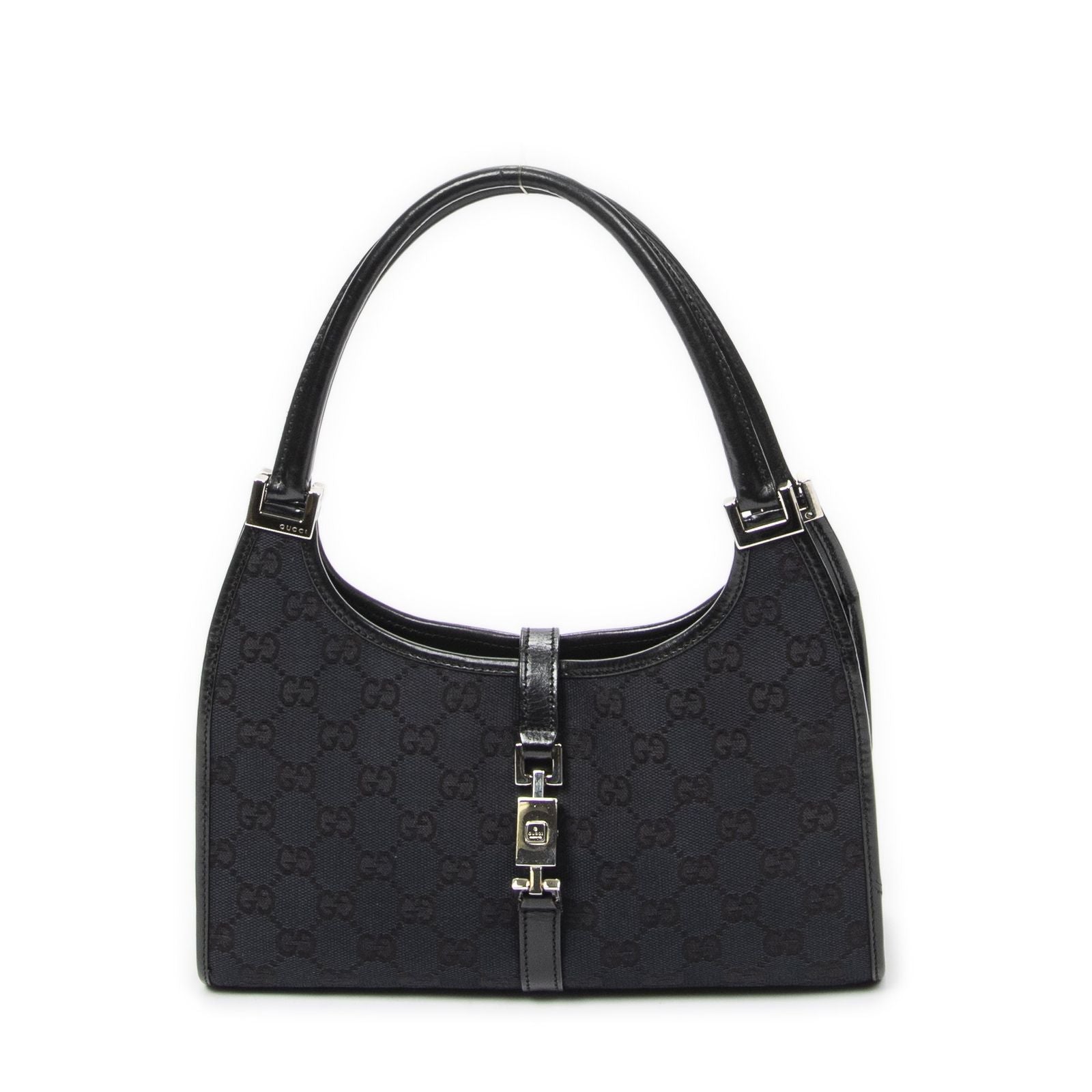 Gucci Small Bamboo Tote Black GG Canvas