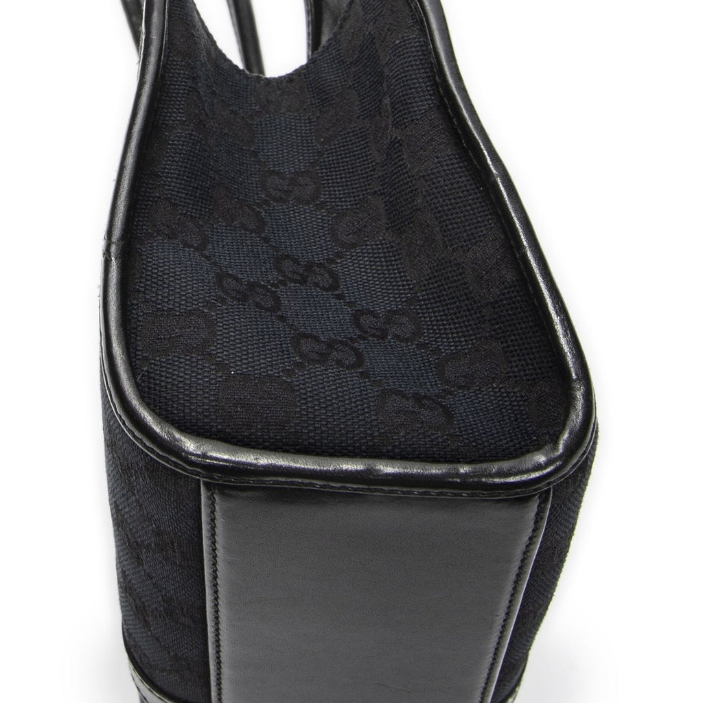 Gucci Small Bamboo Tote Black GG Canvas — view 8