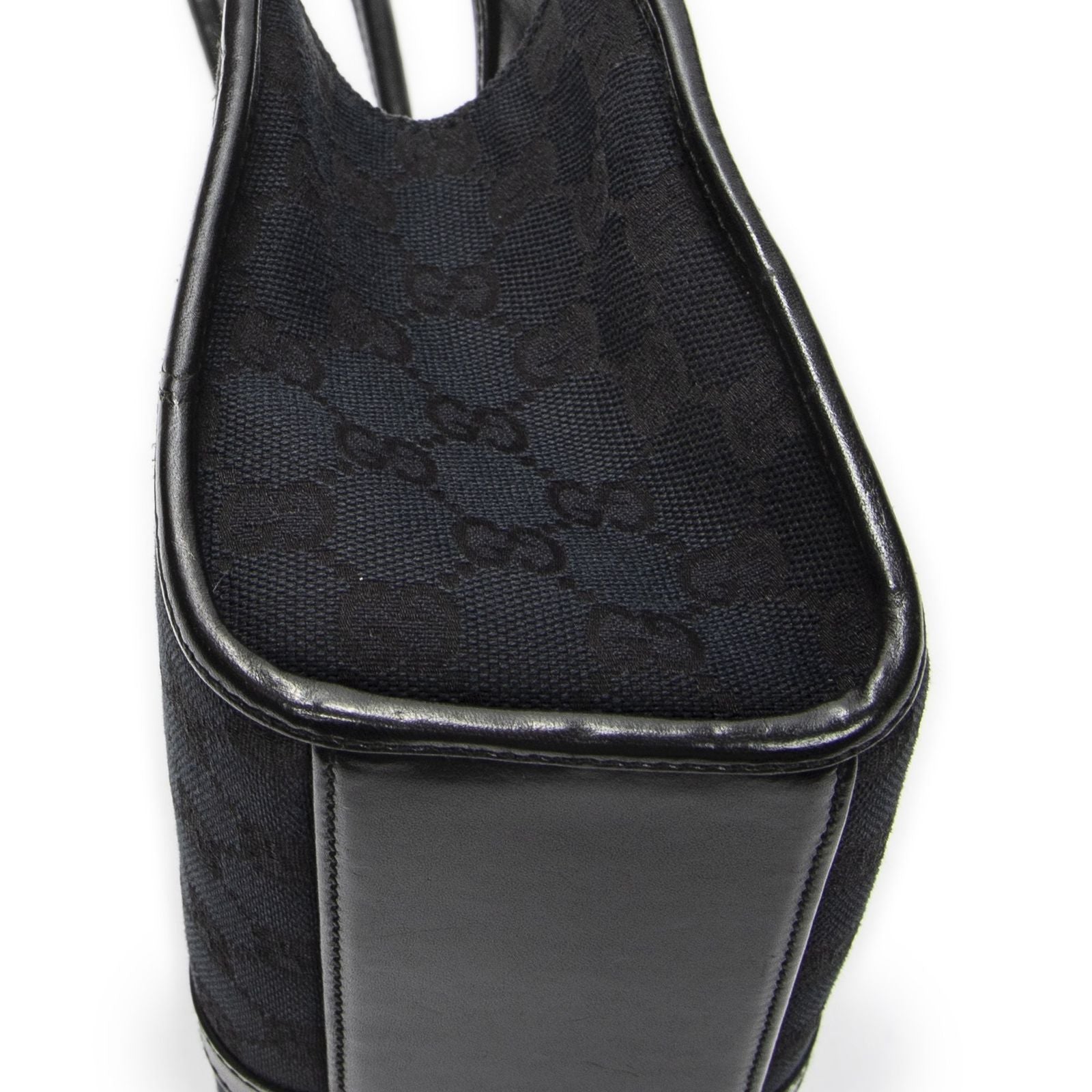 Gucci Small Bamboo Tote Black GG Canvas — view 8