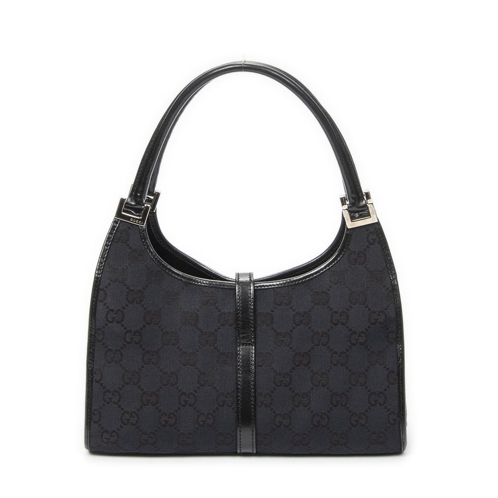 Gucci Small Bamboo Tote Black GG Canvas — view 5