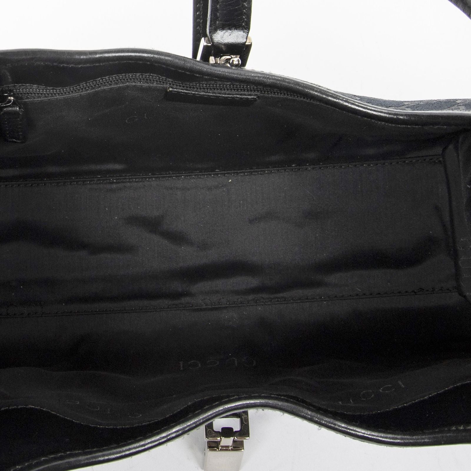 Gucci Small Bamboo Tote Black GG Canvas — view 9