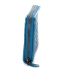 Bottega Veneta Zip Around Wallet Blue Intrecciato Calfskin Leathera