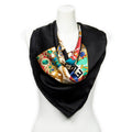 Chanel Scarf Black Green Red Silk