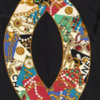 Chanel Scarf Black Green Red Silk — view 3