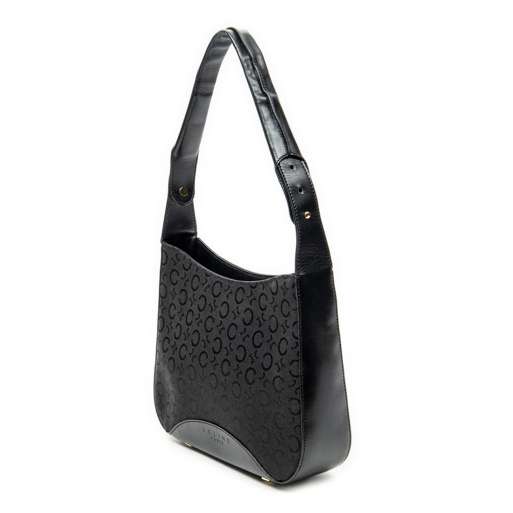 Celine Vintage Mini Zip Hobo Black C Macadam Canvas — view 2