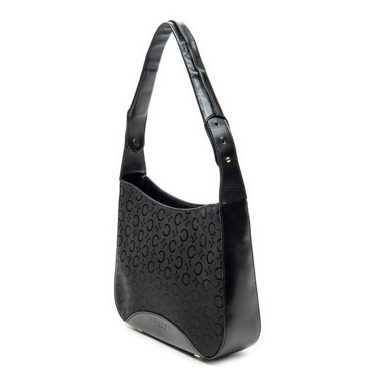 Celine Vintage Mini Zip Hobo Black C Macadam Canvas — view 2