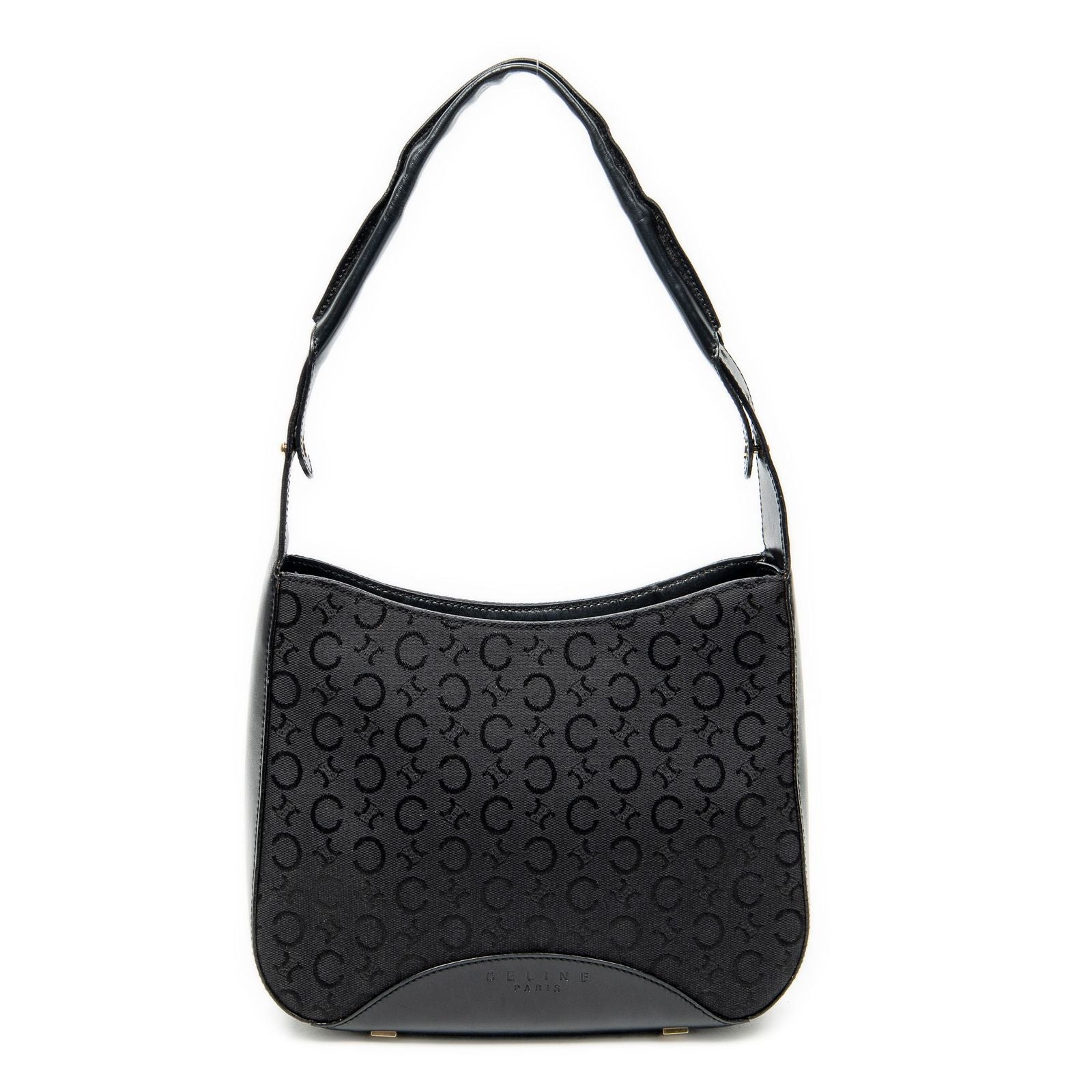 Celine Vintage Mini Zip Hobo Black C Macadam Canvas