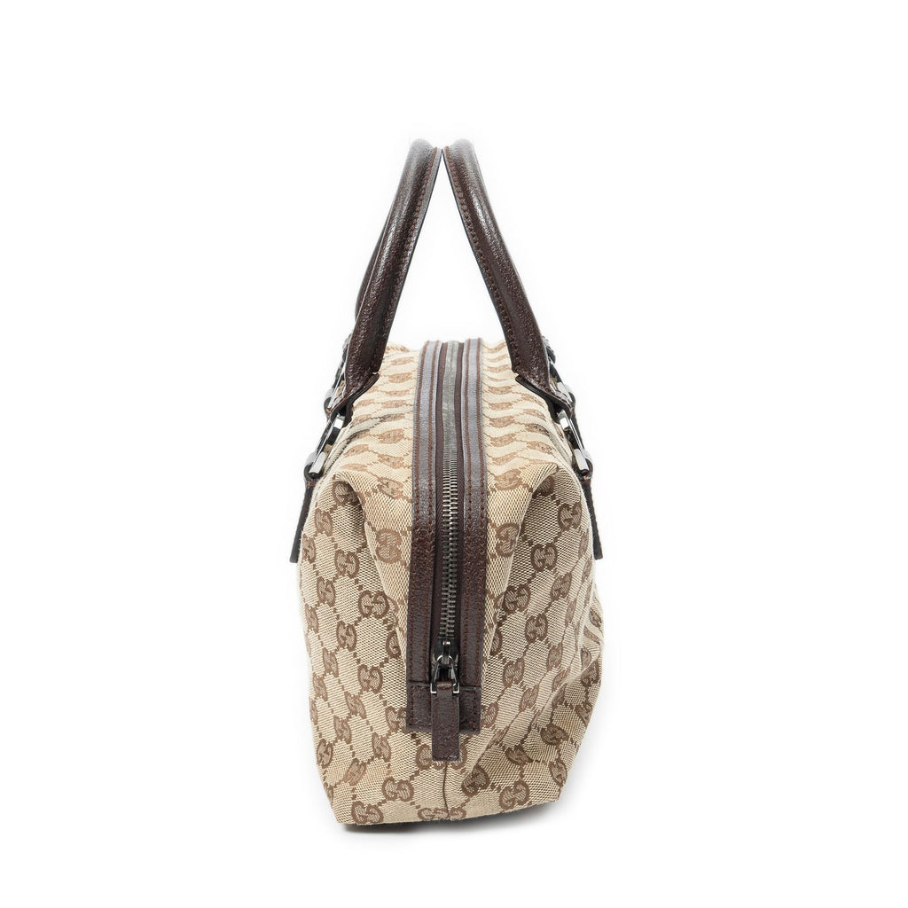 Gucci Small Boston Beige Brown GG Canvas Handbag — view 4