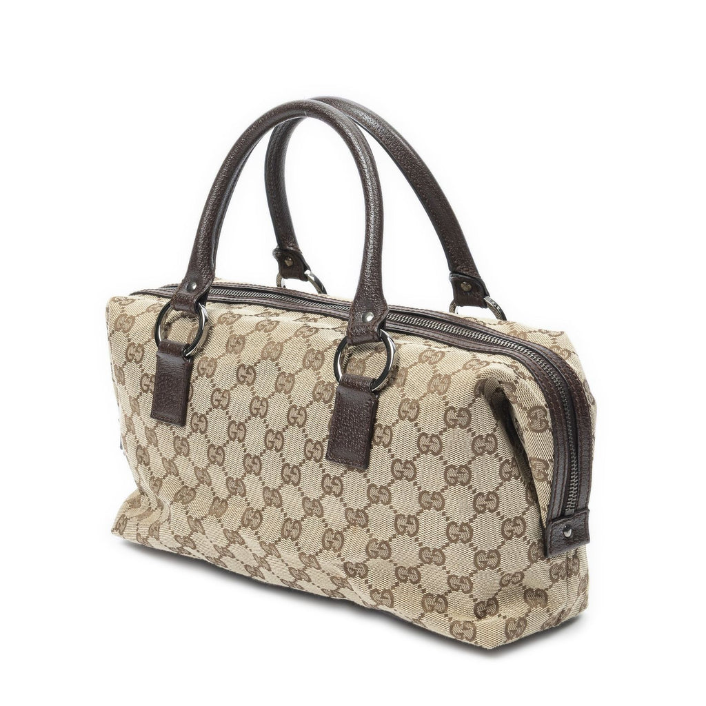 Gucci Small Boston Beige Brown GG Canvas Handbag — view 2