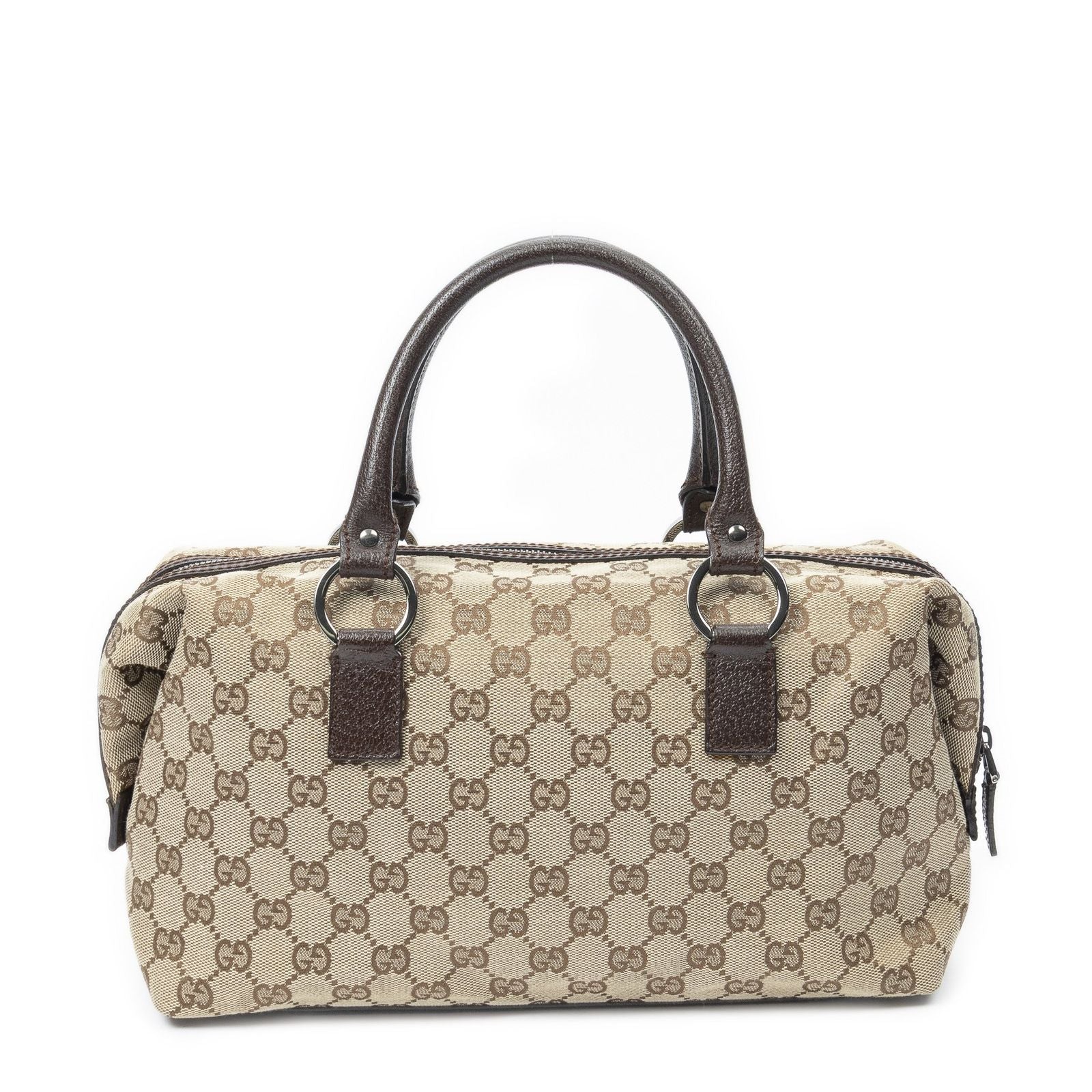 Gucci Small Boston Beige Brown GG Canvas Handbag — view 5