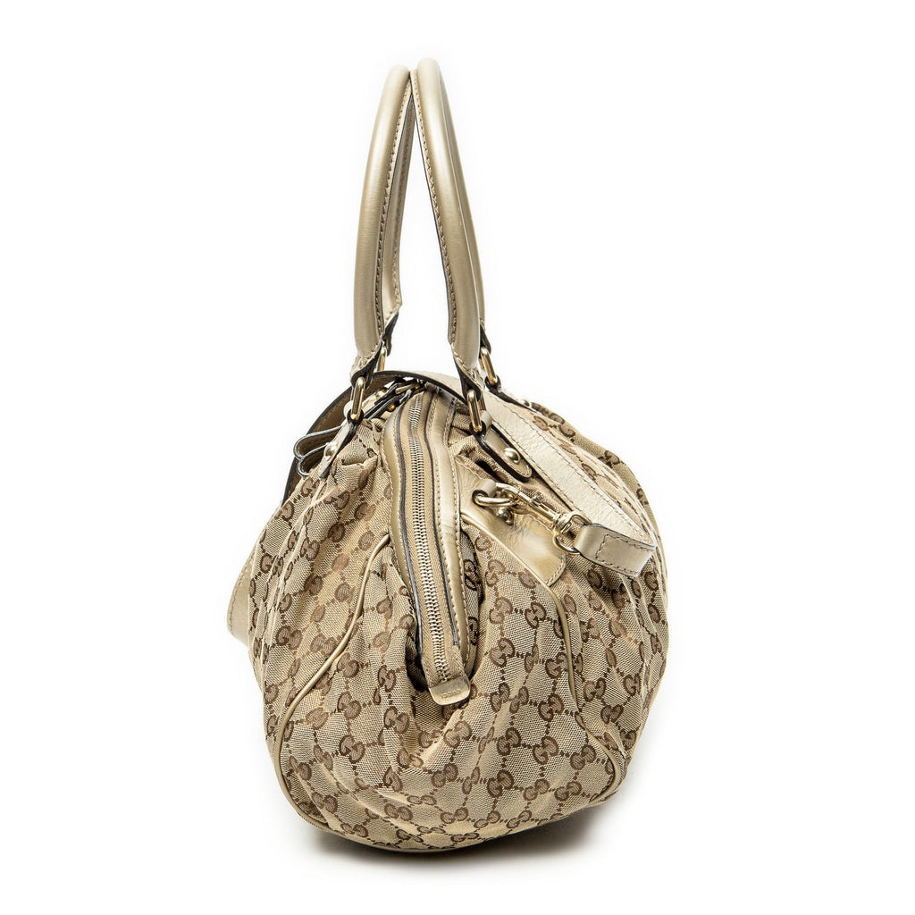 Gucci Ski Boston Beige Gold GG Canvas Shoulder — view 3