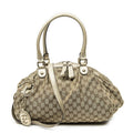 Gucci Ski Boston Beige Gold GG Canvas Shoulder