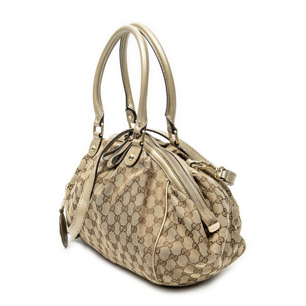 Gucci Ski Boston Beige Gold GG Canvas Shoulder — view 2