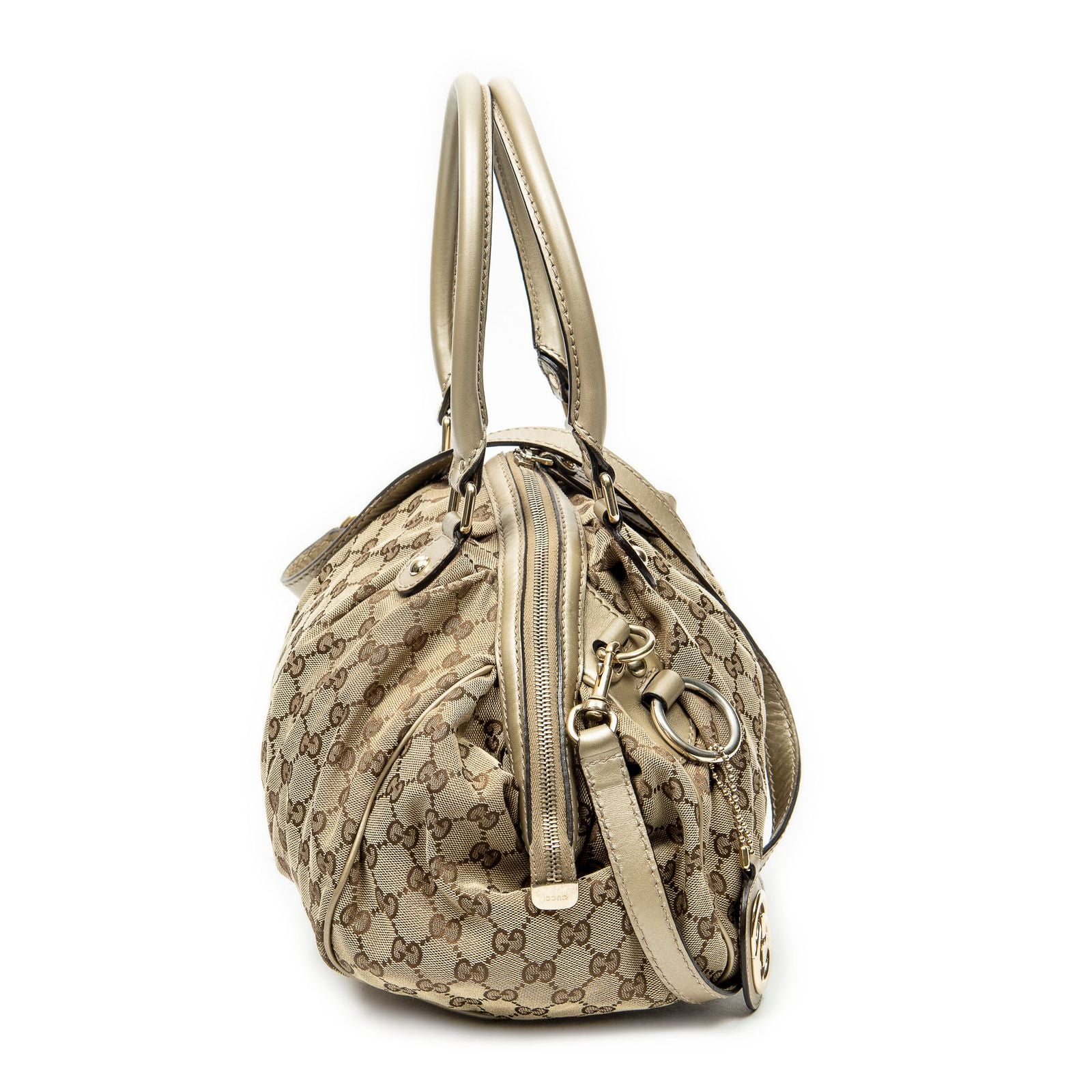 Gucci Ski Boston Beige Gold GG Canvas Shoulder — view 4