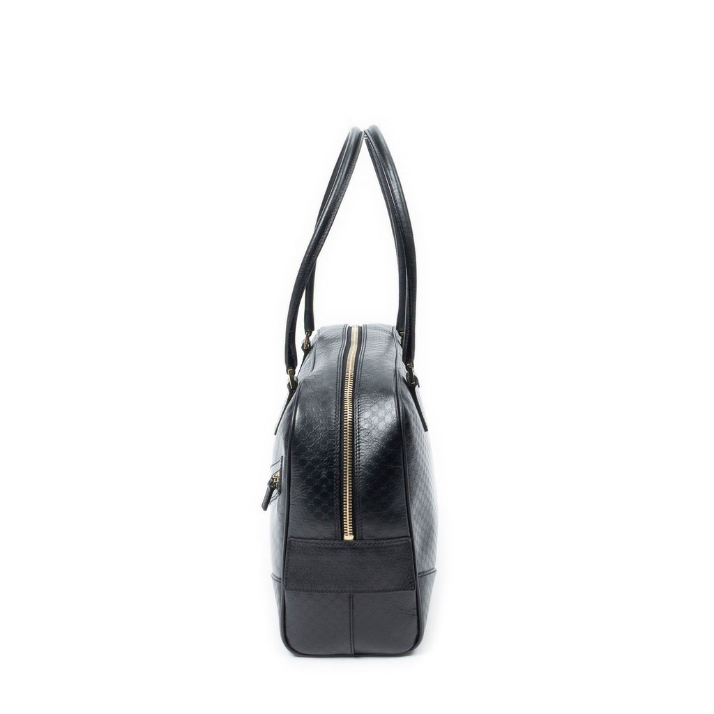 Gucci Bowling Shoulder Bag Black Micro Guccissima Leather — view 3