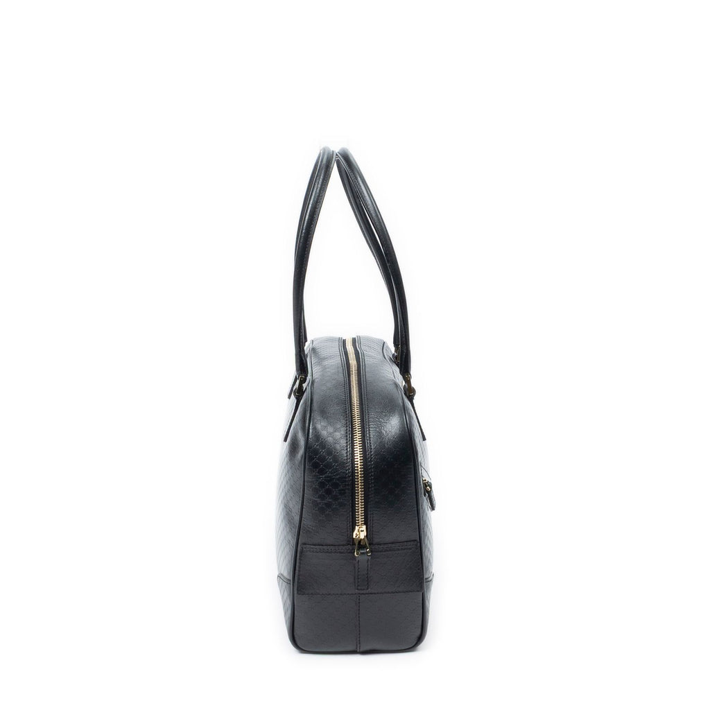 Gucci Bowling Shoulder Bag Black Micro Guccissima Leather — view 4
