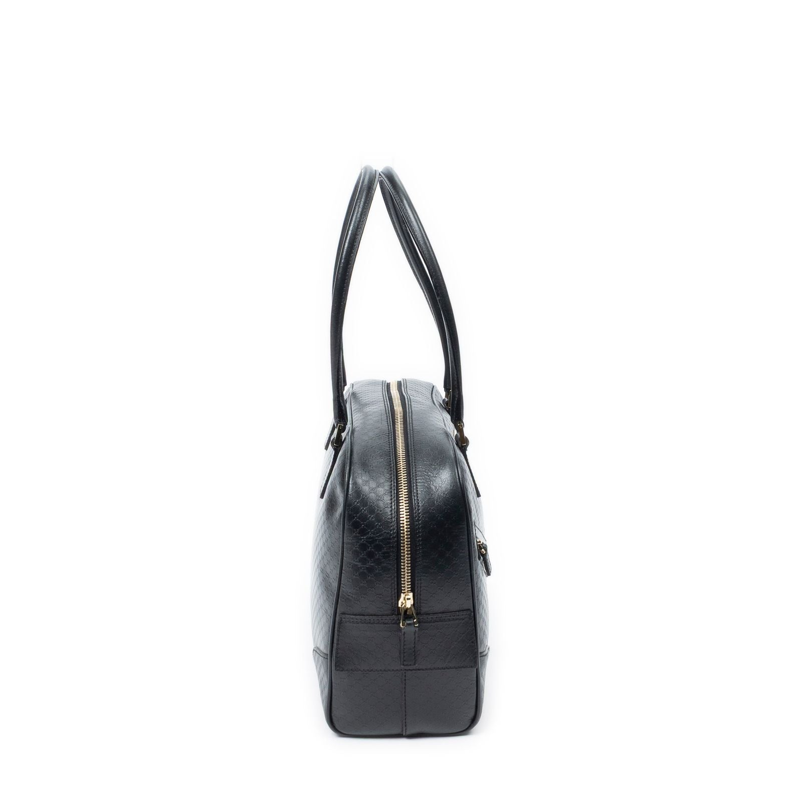 Gucci Bowling Shoulder Bag Black Micro Guccissima Leather — view 4
