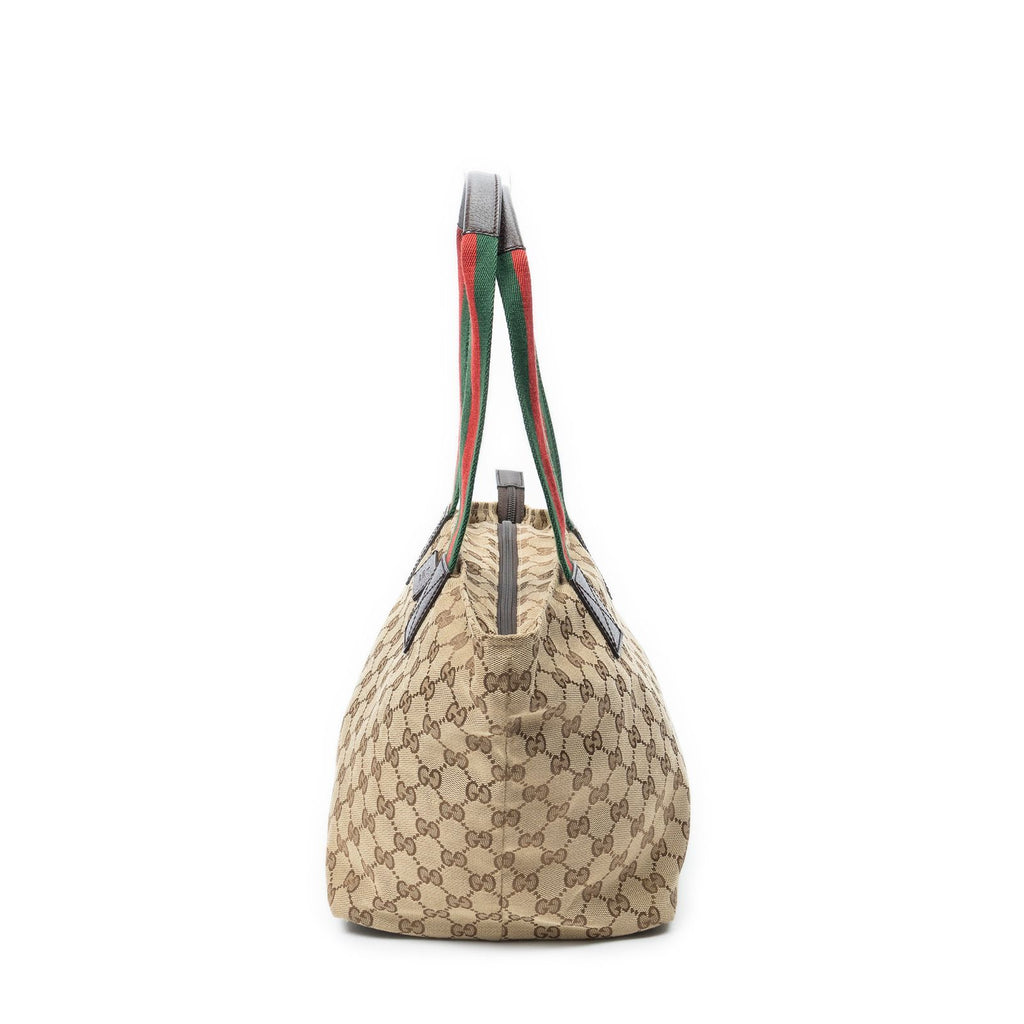 Gucci Web Trapeze Tote Brown Beige GG Canvas — view 3