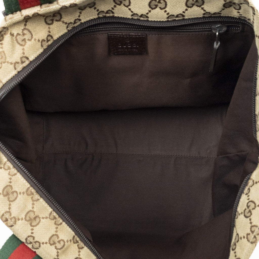 Gucci Web Trapeze Tote Brown Beige GG Canvas — view 9