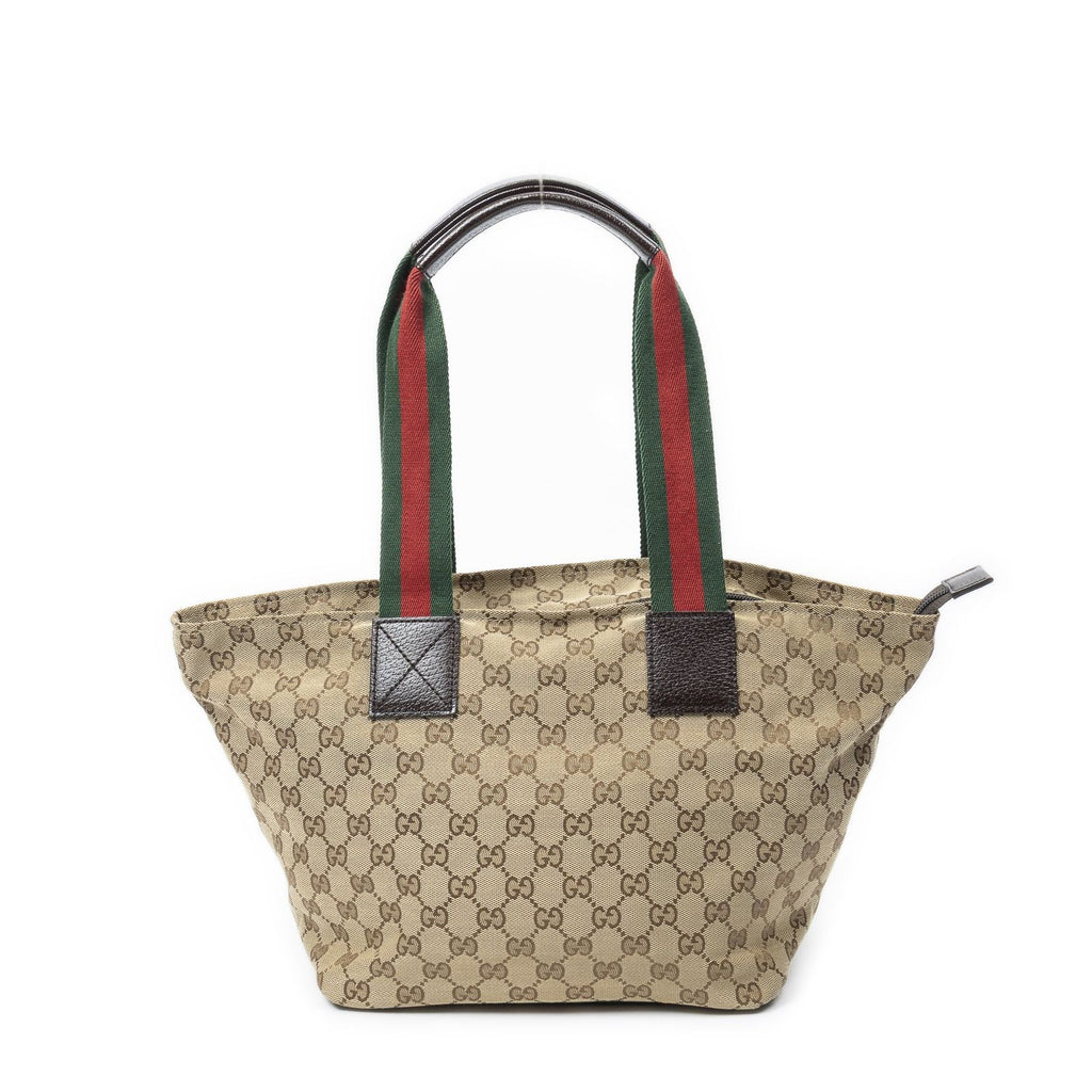 Gucci Web Trapeze Tote Brown Beige GG Canvas — view 5