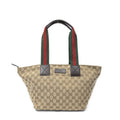 Gucci Web Trapeze Tote Brown Beige GG Canvas