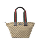 Gucci Web Trapeze Tote Brown Beige GG Canvas